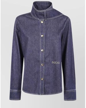 Patou Ascot Collar Blouse - Blue