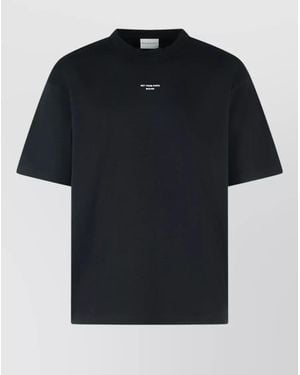 Drole de Monsieur Ribbed Relaxed-Fit Slogan T-Shirt - Black