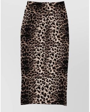 Circus Hotel Animal Jacquard Midi Skirt High Waist - Black