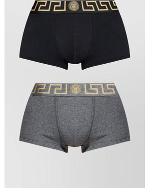 Versace Stretch Cotton Logo-Waistband Boxer Briefs Set - Black