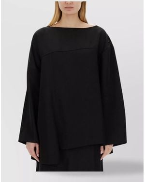 Jil Sander Silk Blend Asymmetric Regular-Fit Blouse - Black