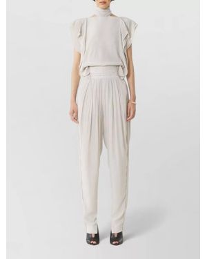 Lanvin Ruffled High-Neck Sleeveless Blouse - White