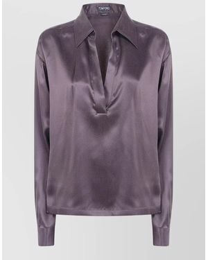 Tom Ford Silk Polo Shirt - Purple