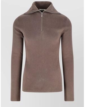 Entire studios Long Sleeve Ribbed Texture Crewneck Top - Brown