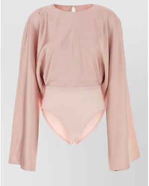 Norma Kamali Long Sleeve Bodysuit T-Shirt Round Neck - Pink