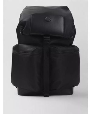 Moncler Kenton Nylon Backpack Leather Trim - Black