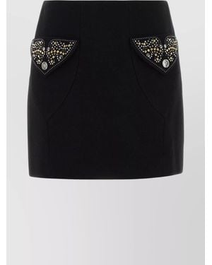 Versace Chic Fitted Mini Skirt With Embellished Pockets - Black