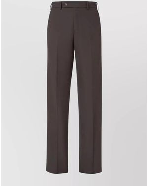 Fendi Virgin Wool Blend Straight-Leg Trousers - Grey