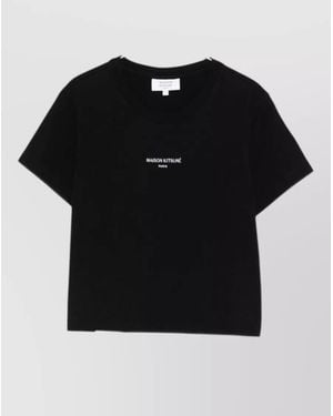 Maison Kitsuné Logo Cotton Crew Neck Short Sleeve T-Shirt - Black