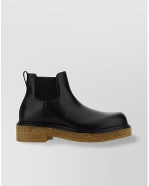 Bottega Veneta Leather Haddock Chelsea Boots - Black