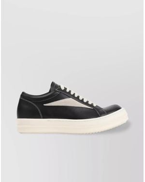 Rick Owens Vintage Leather Sneakers With Stitching - Black