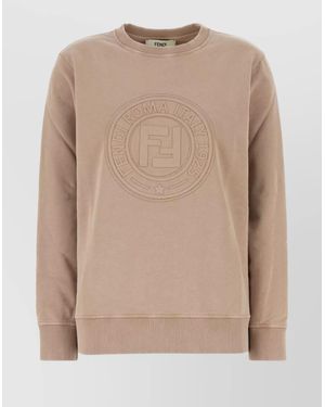 Fendi Cotton Oversized Logo Sweatshirt - Natural