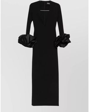 Solace London Valerie Maxi Dress Deep V Neckline - Black