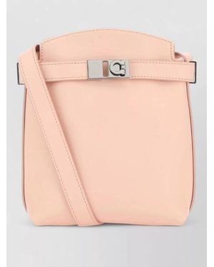 Ferragamo Crossbody Bag Adjustable Strap Metal Hardware - Pink