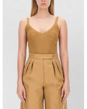 Max Mara Knitwear Gallura Sleeveless V Neckline Design - Natural