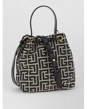 Balmain Pulse Mini Jacquard Bucket Bag - Black