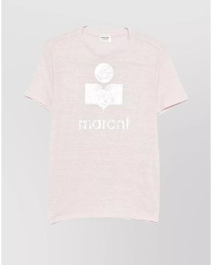 Isabel Marant Shiny Logo Crew Neck Short Sleeve Top - Pink