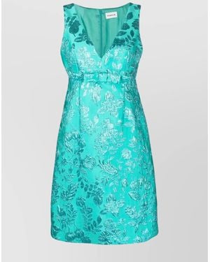 P.A.R.O.S.H. Floral Embroidered Sleeveless Mini Dress - Blue