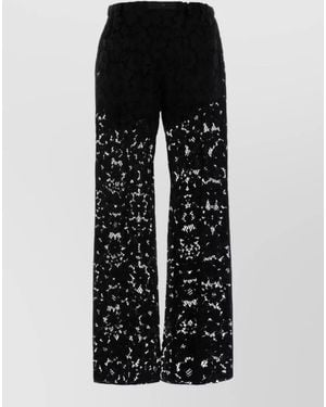 Fendi High Waist Wide Leg Lace Trousers - Black