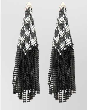 Rabanne Beaded Geometric Dangle Earrings - Black