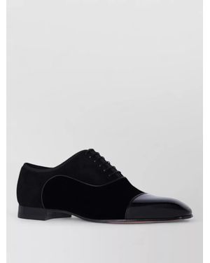 Christian Louboutin Oxford Lace Shoes Almond Toe Patent - Black