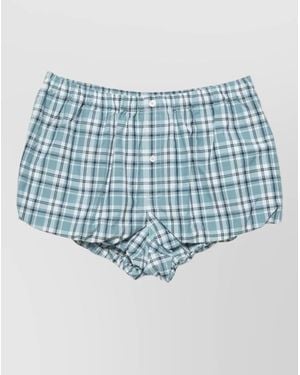 Acne Studios Organic Cotton Lounge Shorts Plaid Pattern - Blue