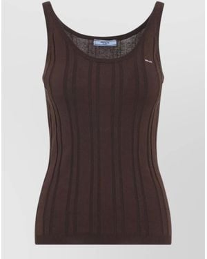 Prada Ribbed Knit Tank Top - Brown