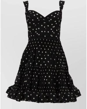 Zimmermann Mini Dress Polka Dots Adjustable Straps Ruffle - Black