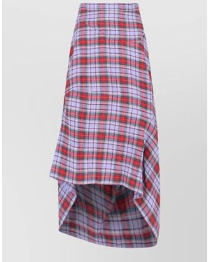 Vivienne Westwood Plaid Asymmetric Hem Knee Length Midi Skirt - White