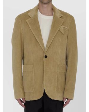 Bottega Veneta Lapel Corduroy Jacket Flap Pockets - Green
