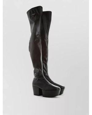 Prada Calfskin Over The Knee Boots - Black