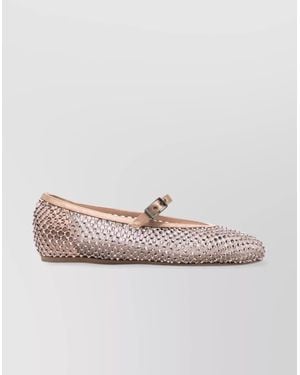 Le Silla Gilda Crystal-Embellished Round Toe Ballerina Shoes - Pink