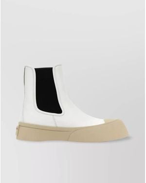 Marni Calf Leather Ankle Boots - White