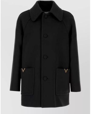 Valentino Garavani Virgin Wool Single Breasted Coat - Black