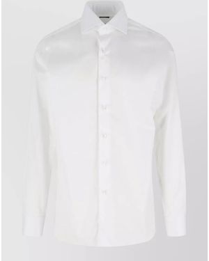 Barba Napoli Casual Shirt Button Down Collar Long Sleeves - White
