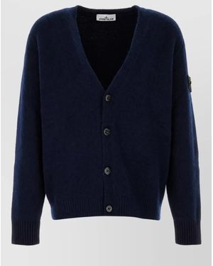 Stone Island Alpaca-Blend V-Neck Cardigan - Blue