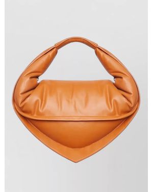 FEDERICO CINA Calf Leather Shoulder Bag Detachable Strap - Orange