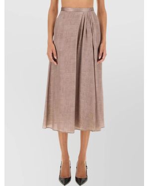 Kiton Silk Pleated Midi Skirt - Pink