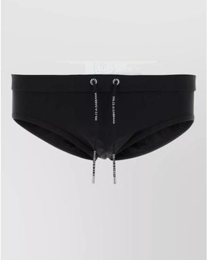 Dolce & Gabbana Stretch Nylon Swim Brief Logo Waistband - Black