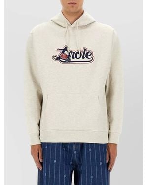 Drole de Monsieur Hooded Knitwear Kangaroo Pocket Design - Blue