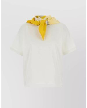 Bottega Veneta Crew Neck Short Sleeve Fitted T-Shirt - White