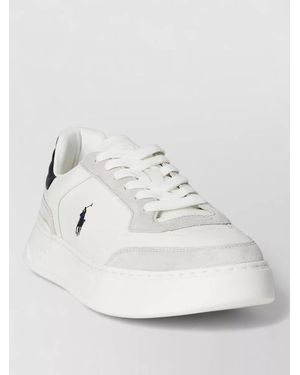 Ralph Lauren Leather Logo Trainers Lace Up Design - White