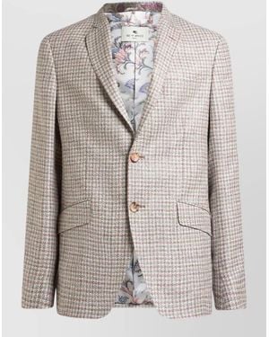 Etro Jacket Nylon Silk Mix Notch Lapels - Grey