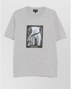 Emporio Armani Graphic Cotton Jersey Crew Neck T Shirt - Grey