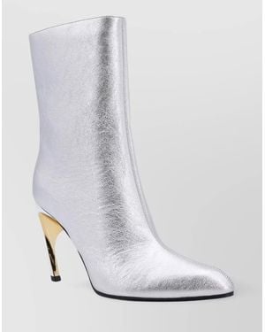 McQueen Metallic Leather Ankle Boots - White