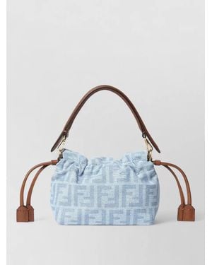 Fendi Mamma Baguette Bucket Bag Adjustable Strap Top Handle - Blue