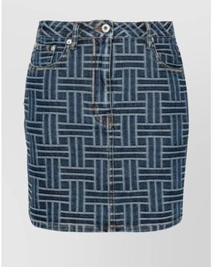 KENZO Denim High-Rise Slim-Fit Thigh-Length Skirt - Blue