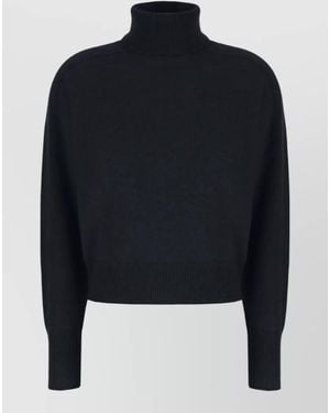 Vanisé Cashmere Jumper High Neck Cropped Silhouette - Blue