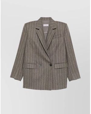 Alberto Biani Pinstripe Double-Breasted Blazer - Gray