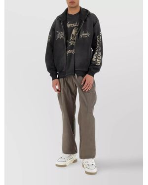 Represent Graphic Print Zipper Hoodie - Black
